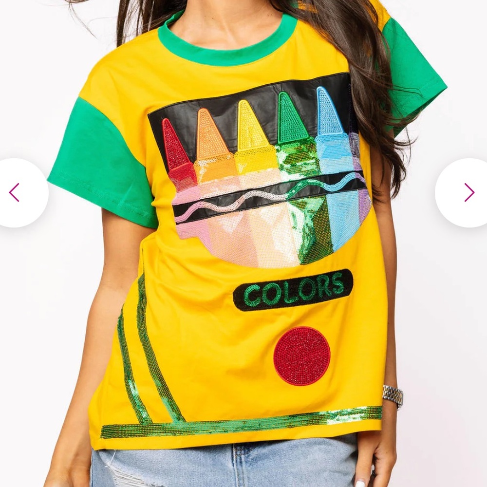 QUEEN OF SPARKLES Multicolor Crayon Graphic Tee